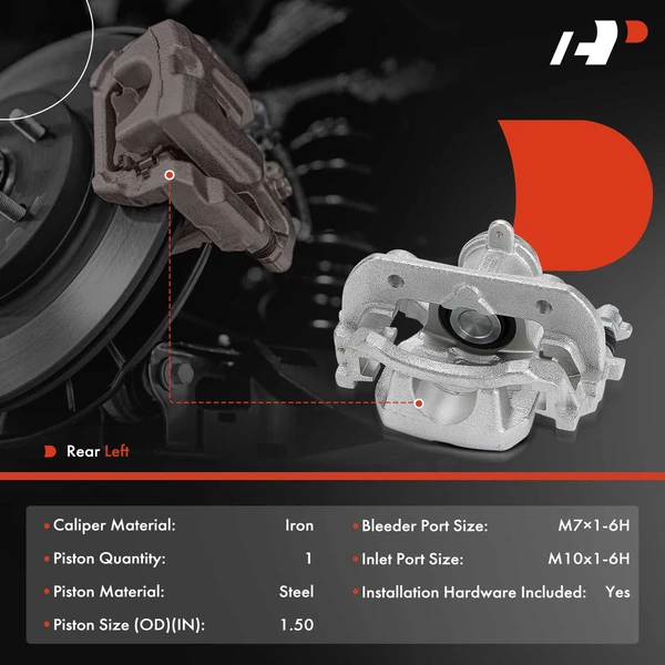 1-Pc Brake Caliper Rear Left Driver Side 1-Piston A-Premium APBC4566