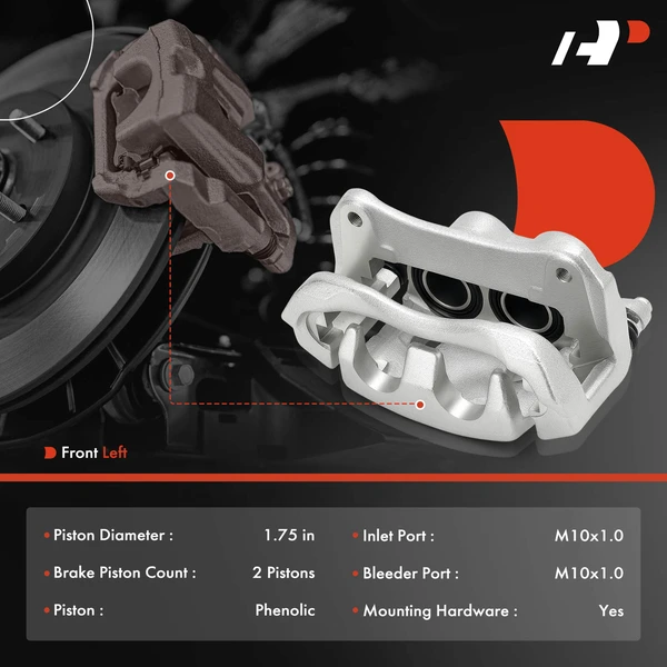1-Pc Brake Caliper Front Left Driver Side 2-Piston A-Premium APBC4571