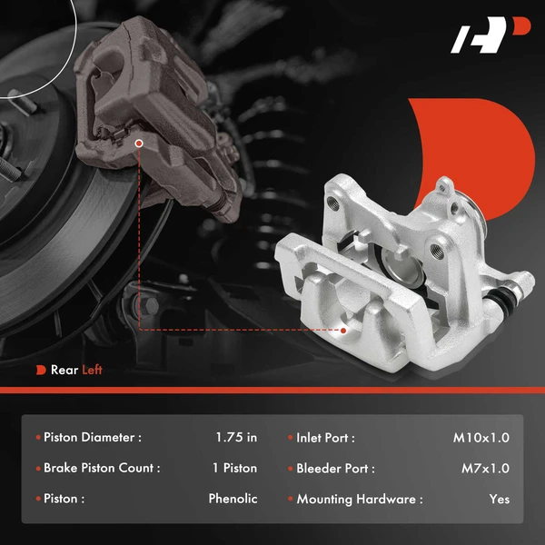 1-Pc Brake Caliper Rear Left Driver Side 1-Piston A-Premium APBC4574