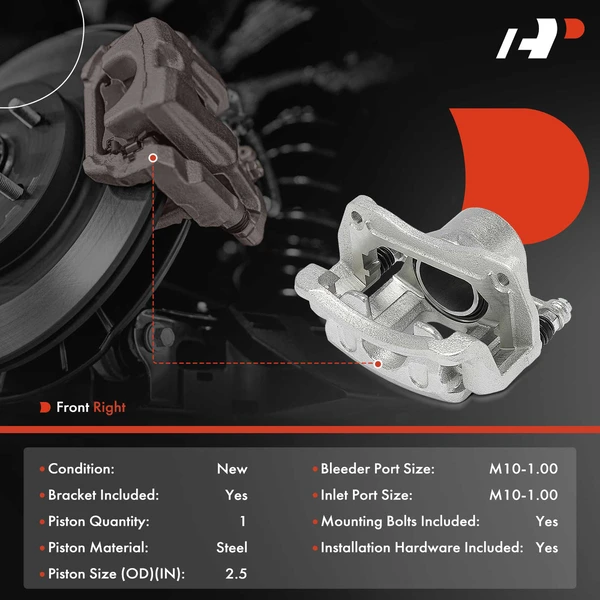 1-Pc Brake Caliper Front Right Passenger Side 1-Piston A-Premium APBC4522