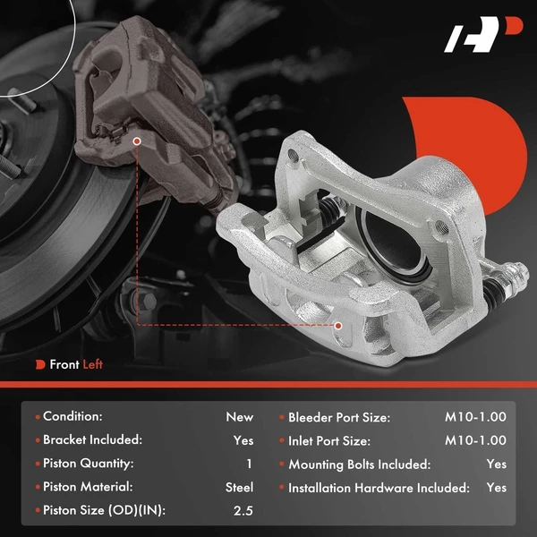 1-Pc Brake Caliper with Bracket Front Left Driver Side 1-Piston A-Premium APBC4523