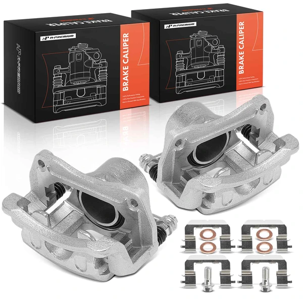 2-Pc Brake Caliper with Bracket Front Driver & Passenger 1-Piston A-Premium APBC4524