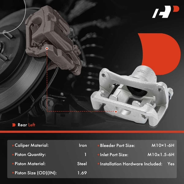 1-Pc Brake Caliper Rear Left Driver Side 1-Piston A-Premium APBC4577