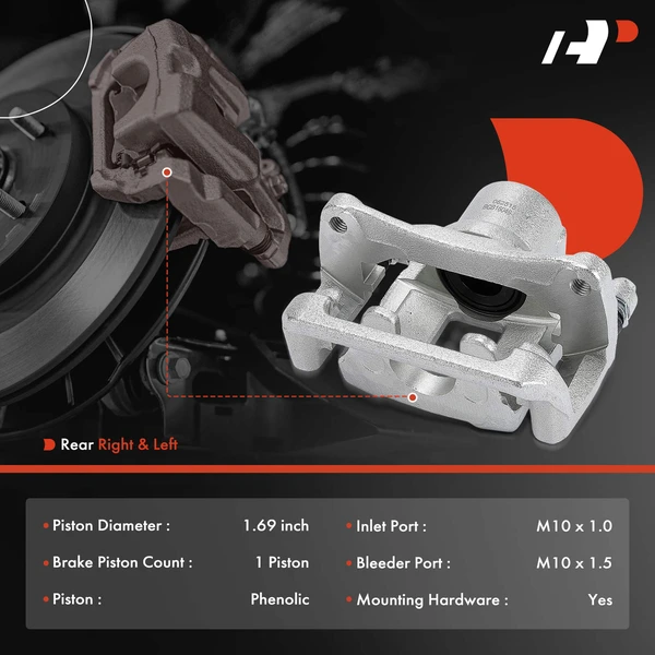 2-Pc Brake Caliper Rear Driver & Passenger 1-Piston A-Premium APBC4578