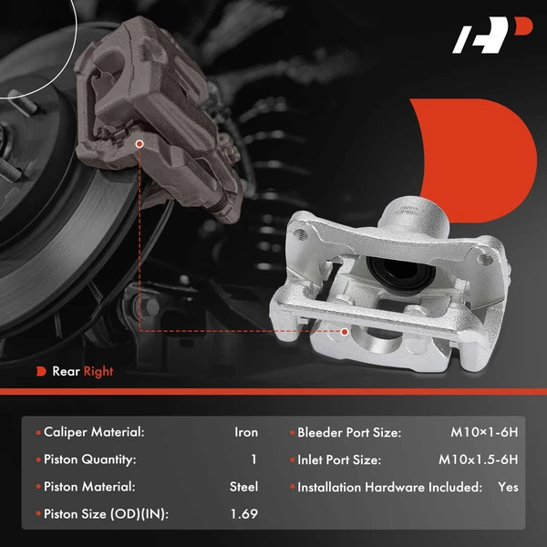 1-Pc Brake Caliper Rear Right Passenger Side 1-Piston A-Premium APBC4579
