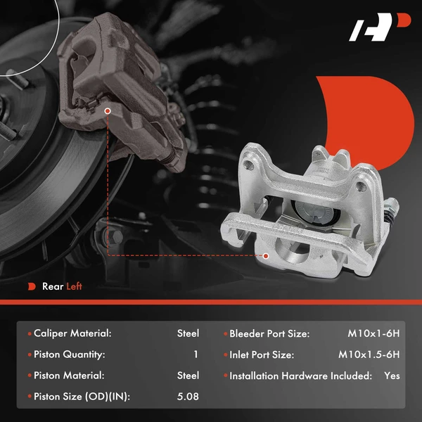 1-Pc Brake Caliper Rear Left Driver Side 1-Piston A-Premium APBC4580