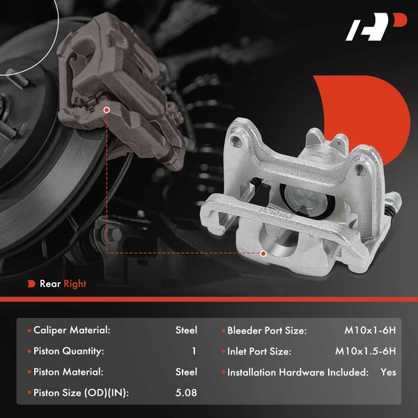 1-Pc Brake Caliper Rear Right Passenger Side 1-Piston A-Premium APBC4582