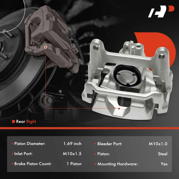1-Pc Brake Caliper Rear Right Passenger Side 1-Piston A-Premium APBC4592