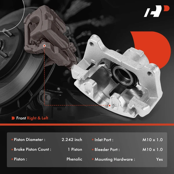 2-Pc Brake Caliper with Bracket Front Driver & Passenger 1-Piston A-Premium APBC4433