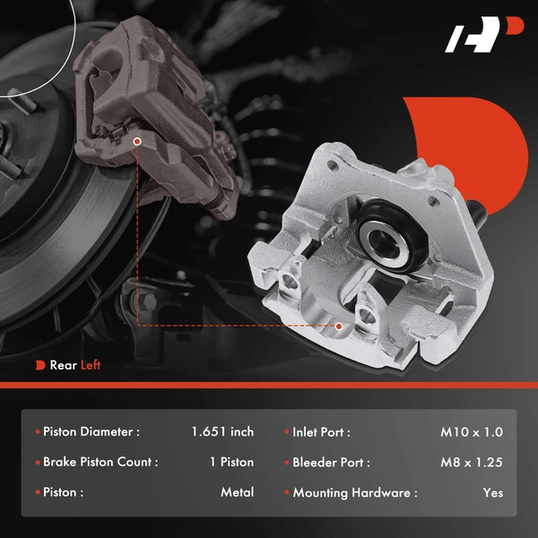 1 -Pc Brake Caliper Rear Left Driver Side 1-Piston A-Premium APBC3318