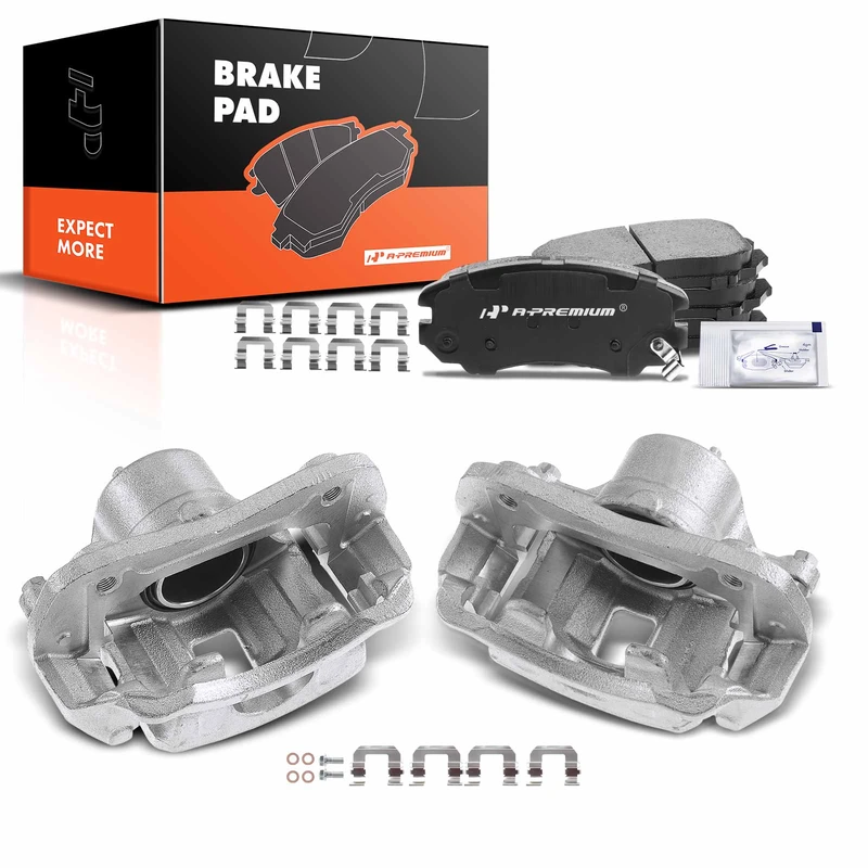 6-PC Brake Caliper + Brake Pad, Front Driver & Passenger, 1-Piston, A-Premium APBC3525