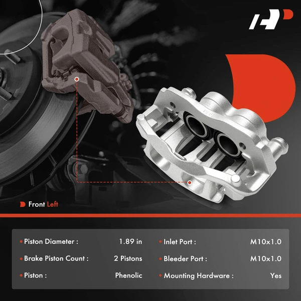 1-Pc Brake Caliper Front Left Driver Side 2-Piston A-Premium APBC4606