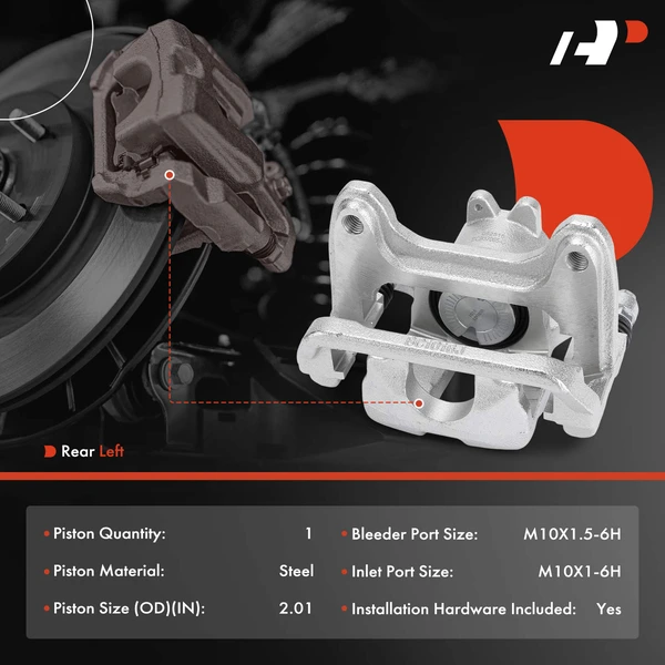 1-Pc Brake Caliper Rear Left Driver Side 1-Piston A-Premium APBC4464