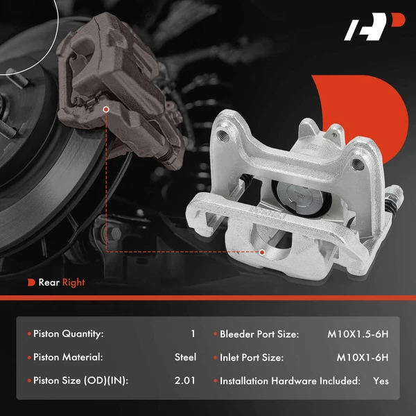 1-Pc Brake Caliper Rear Right Passenger Side 1-Piston A-Premium APBC4466