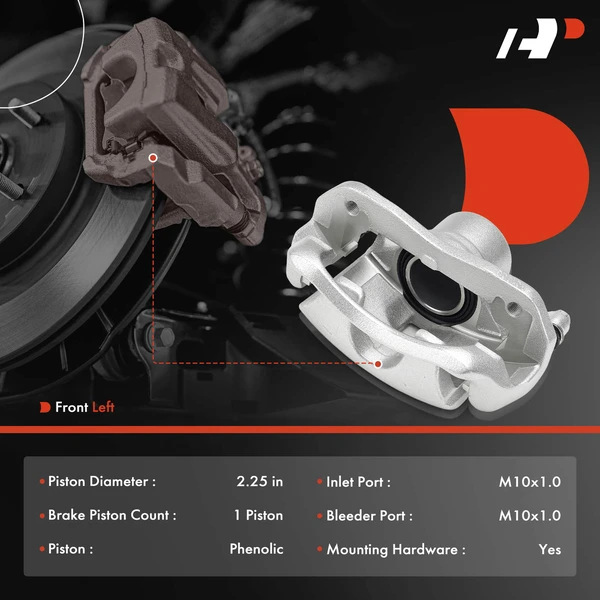 1-Pc Brake Caliper Front Left Driver Side 1-Piston A-Premium APBC4609