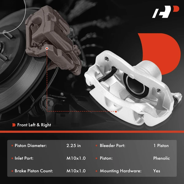 2-Pc Brake Caliper Front Driver & Passenger 1-Piston A-Premium APBC4610
