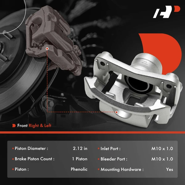 2-Pc Brake Caliper Front Driver & Passenger 1-Piston A-Premium APBC4707