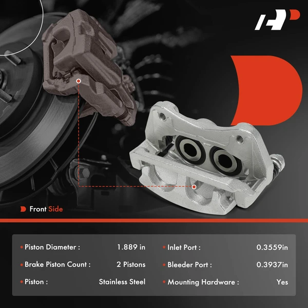1-Pc Brake Caliper 2-Piston A-Premium APBC4396