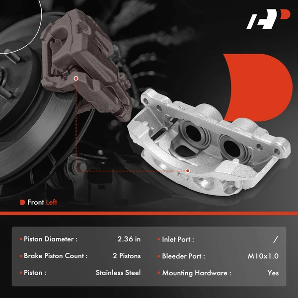 1-PC Brake Caliper, Front Left Driver Side, 2-Piston, A-Premium APBC4397