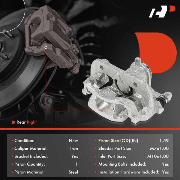 1-Pc Brake Caliper with Bracket Rear Right Passenger Side 1-Piston A-Premium APBC4525