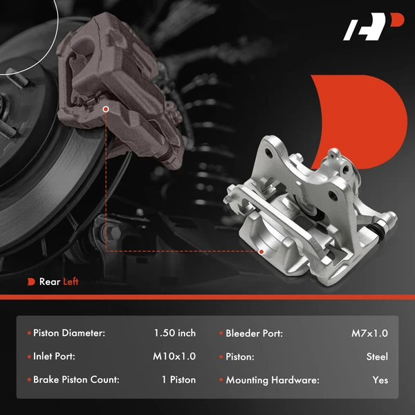 1-Pc Brake Caliper Rear Left Driver Side 1-Piston A-Premium APBC4618