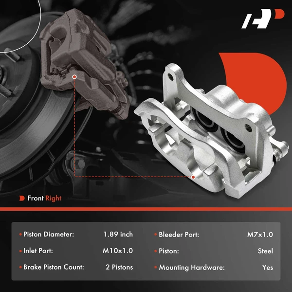 1-Pc Brake Caliper Front Right Passenger Side 2-Piston A-Premium APBC4614