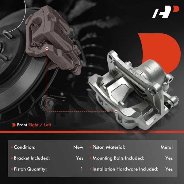 1-Pc Brake Caliper Front Right Passenger Side 1-Piston A-Premium APBC4444