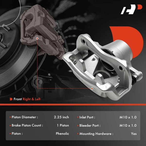 2-Pc Brake Caliper Front Driver & Passenger 1-Piston A-Premium APBC4623
