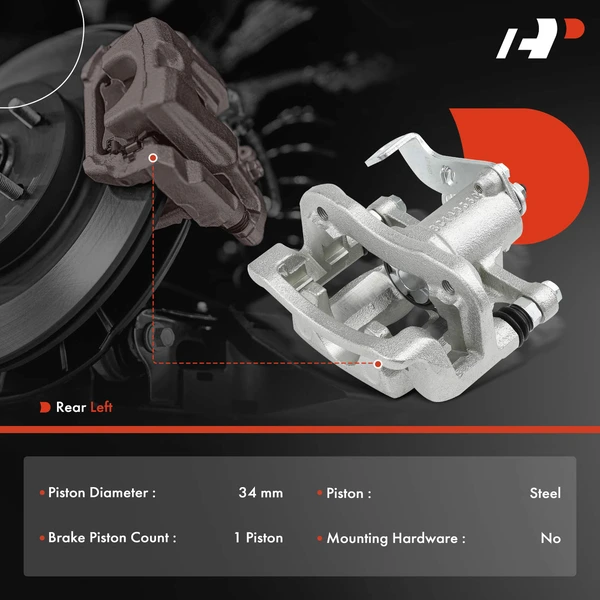 1-PC Brake Caliper, Rear Left Driver Side, 1-Piston, A-Premium APBC4404