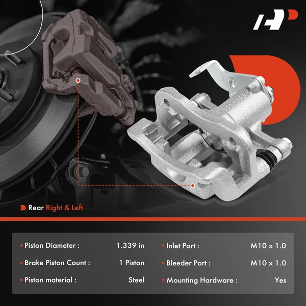 2-Pc Brake Caliper Rear Driver & Passenger 1-Piston A-Premium APBC4405
