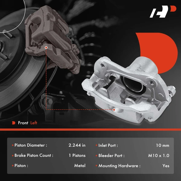 1 -Pc Brake Caliper Front Left Driver Side 1-Piston A-Premium APBC3325