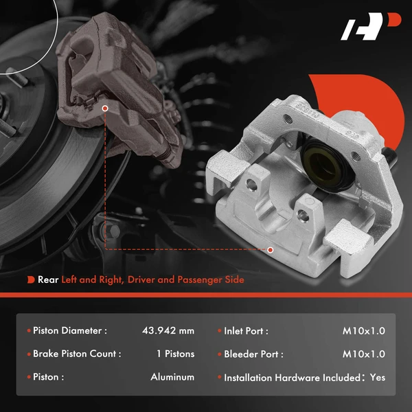 2-PC Brake Caliper, Rear Driver & Passenger, 1-Piston, A-Premium APBC3824
