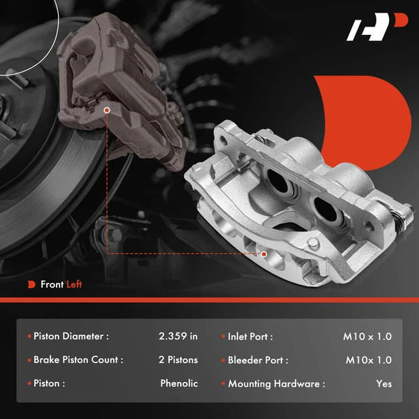 1-Pc Brake Caliper Front Left Driver Side 2-Piston A-Premium APBC3331