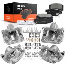12 Pcs Front & Rear Brake Calipers & Ceramic Brake Pads
