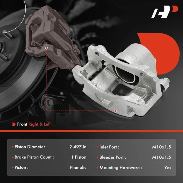 2-PC Brake Caliper, Front Driver & Passenger, 1-Piston, A-Premium APBC0214