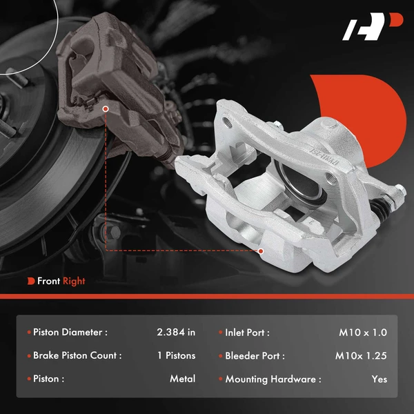 1 -Pc Brake Caliper Front Right Passenger Side 1-Piston A-Premium APBC3334