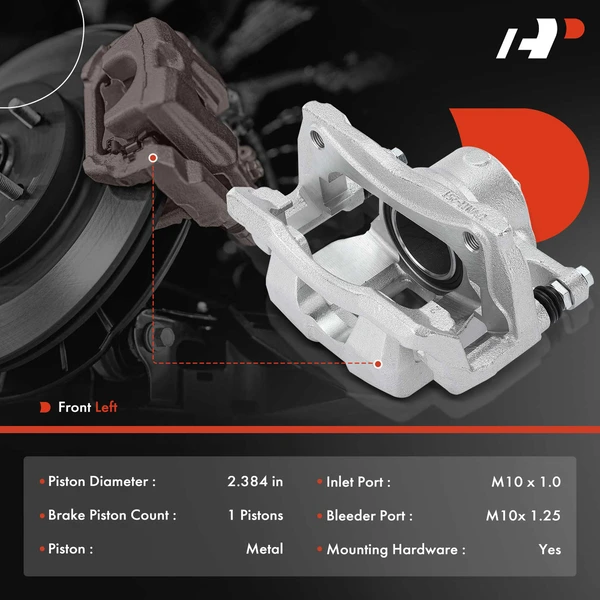 1 -Pc Brake Caliper Front Left Driver Side 1-Piston A-Premium APBC3335