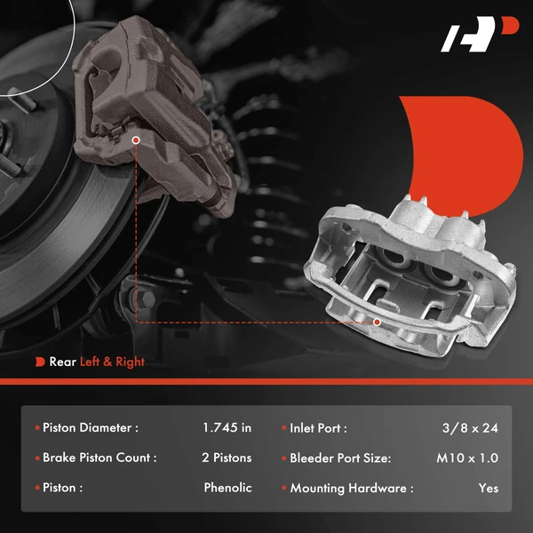 2-PC Brake Caliper, Rear Driver & Passenger, 2-Piston, A-Premium APBC0237