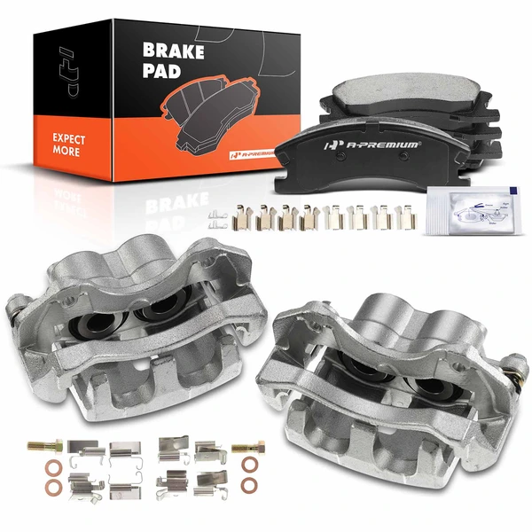 1999-2004 Jeep Grand Cherokee 6-Pc Brake Caliper and Pad Kit Front Driver & Passenger 2-Piston A-Premium APBC3441