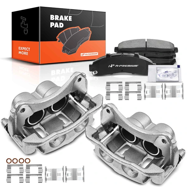6-PC Brake Caliper + Brake Pad, Front Driver & Passenger, 2-Piston, A-Premium APBC3526