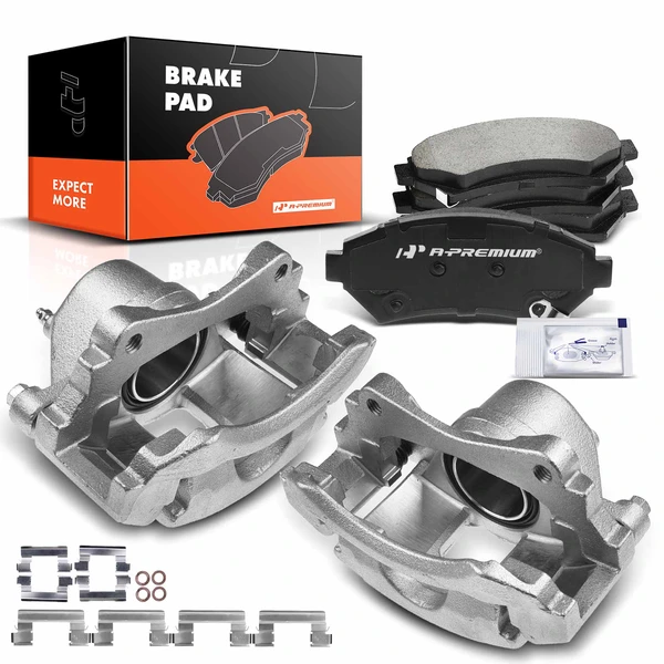 2004-2005 Pontiac Bonneville 6-Pc Brake Caliper and Pad Kit Front Driver & Passenger 1-Piston A-Premium APBC3445