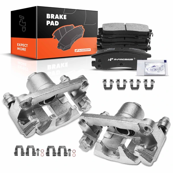 6 Pcs Rear Brake Calipers & Ceramic Brake Pads for 2002-2004 Pontiac Montana