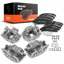12 Pcs Front & Rear Brake Calipers & Ceramic Brake Pads