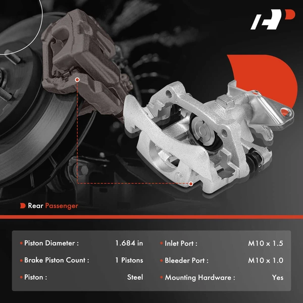 1-PC Brake Caliper, Rear Right Passenger Side, 1-Piston, A-Premium APBC3862