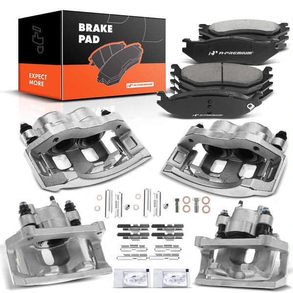 12 Pcs Front & Rear Brake Calipers & Ceramic Brake Pads for 2005-2006 Dodge Durango