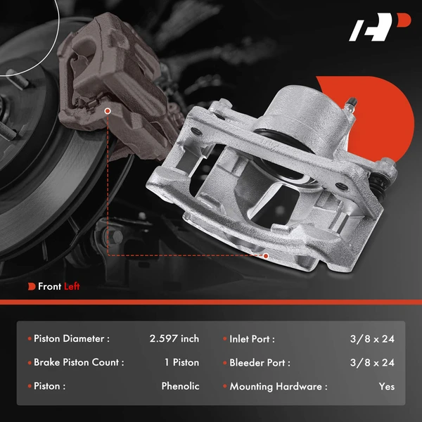 1-PC Brake Caliper, Front Left Driver Side, 1-Piston, A-Premium APBC0202
