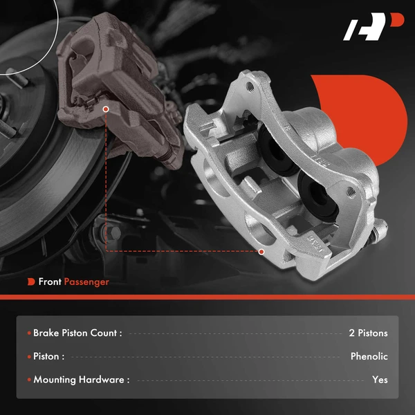 1-PC Brake Caliper, Front Right Passenger Side, 2-Piston, A-Premium APBC3764
