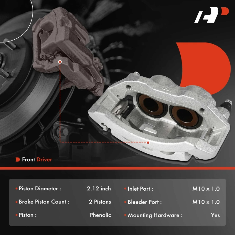 1-PC Brake Caliper, Front Left Driver Side, 2-Piston, A-Premium APBC4194