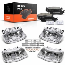 12 Pcs Front & Rear Brake Calipers & Ceramic Brake Pads