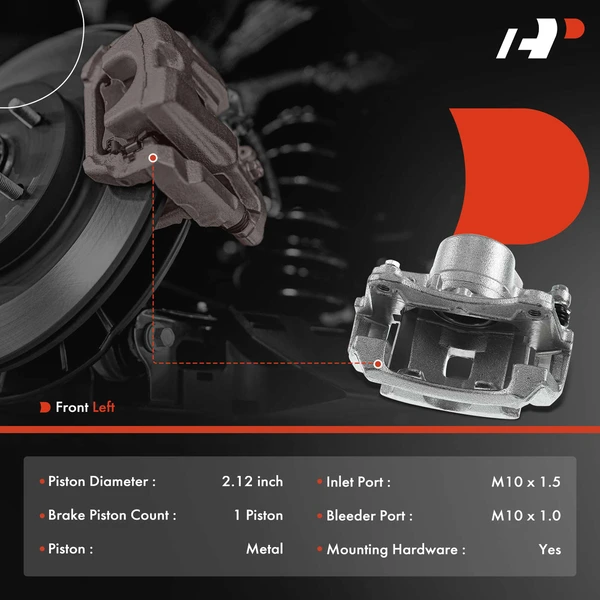 1-PC Brake Caliper, Front Left Driver Side, 1-Piston, A-Premium APBC0876